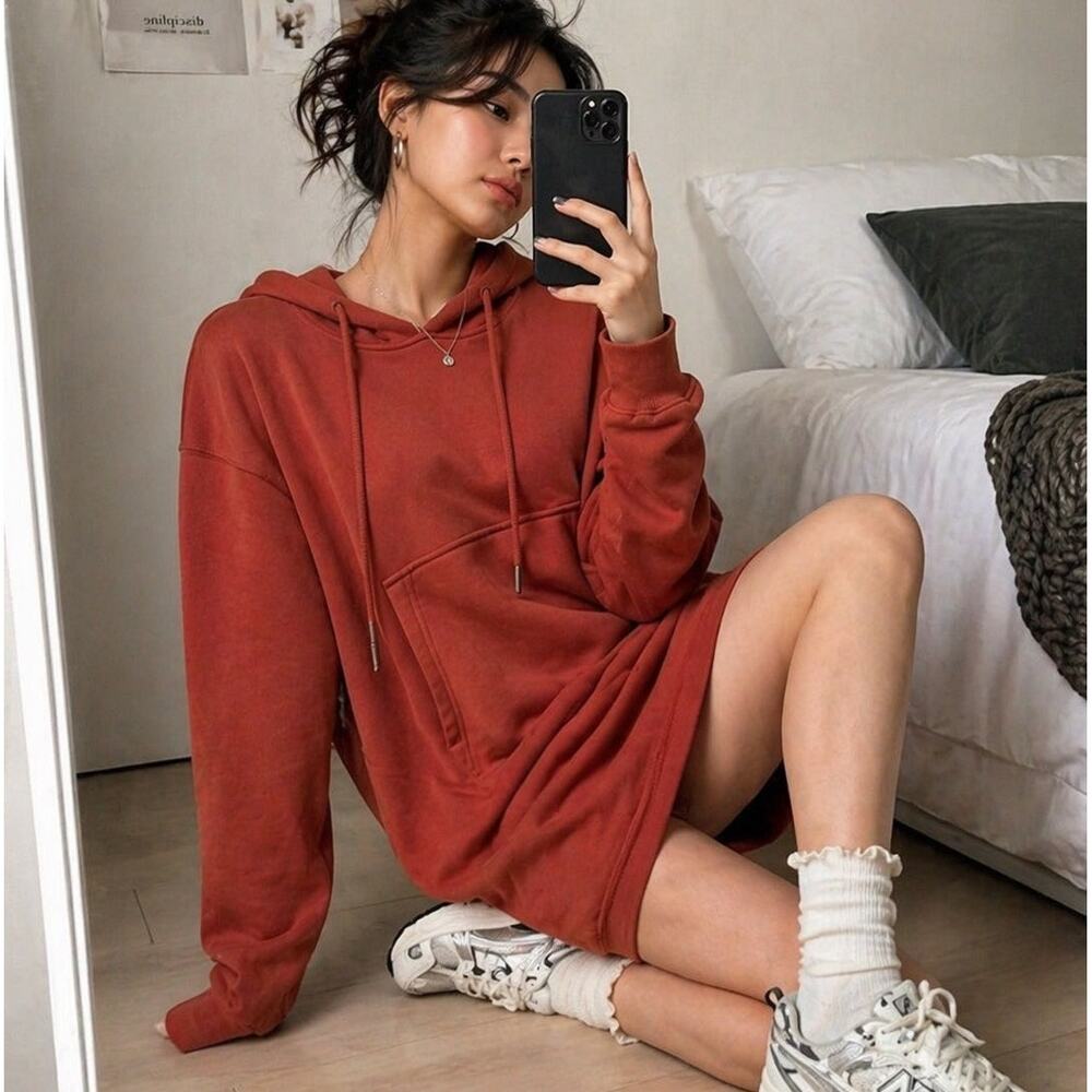 NWT 7 For All Mankind Boho Lounge Hoodie Dress Comfort Chic Soft Girl Mini Dress